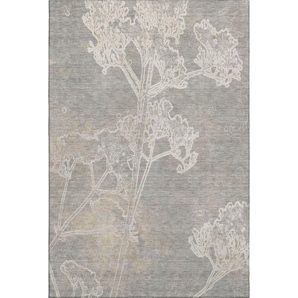 Mayfield Premium Machine Washable Abstract AMF2239 Silver 9 ft. x 12 ft. Area Rug