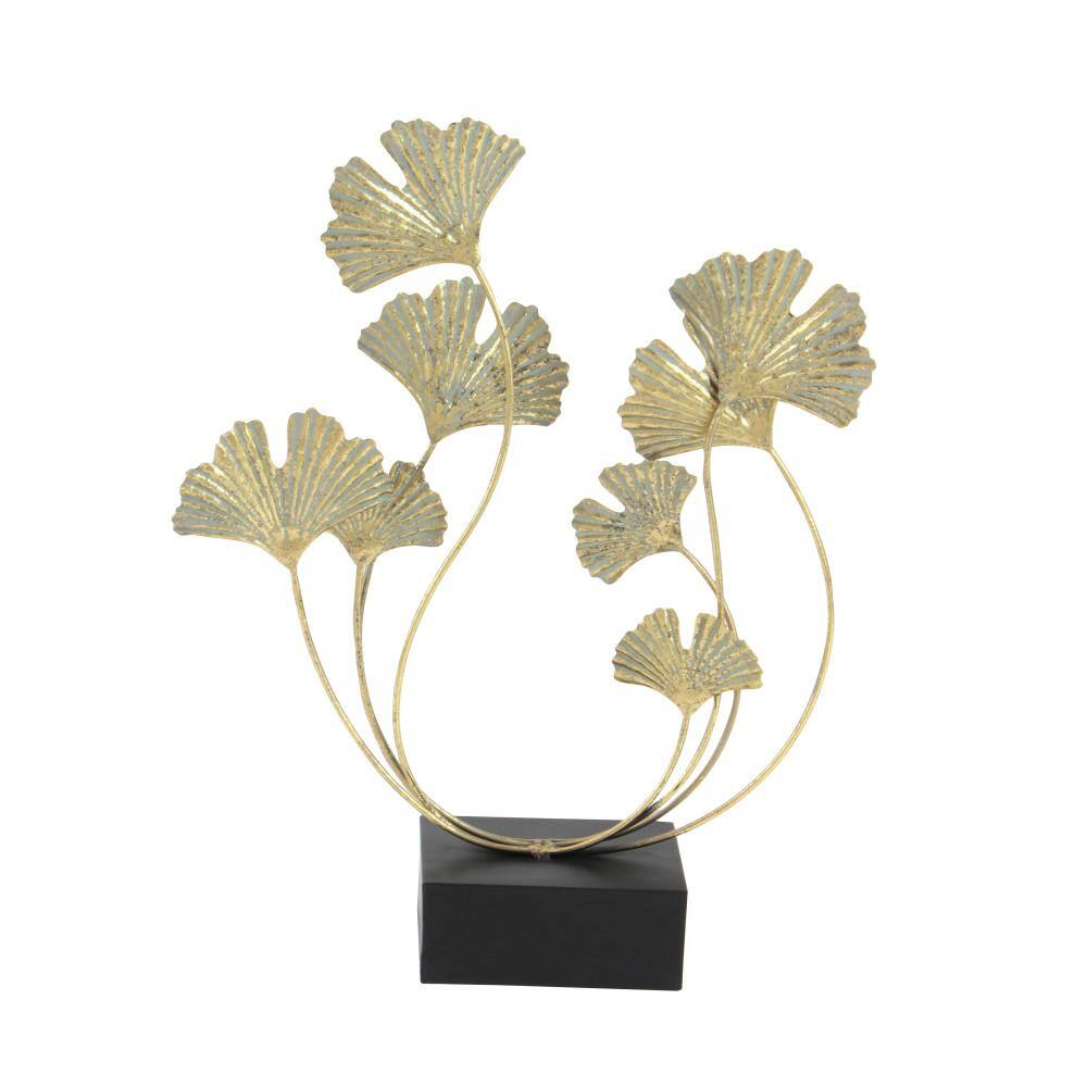 22" Gold Distressed Metal Floral Leaf Sculpture