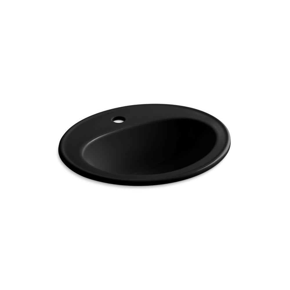 Pennington 20-1/4 in. Drop-In Vitreous China Bathroom Sink in Black with Ov
