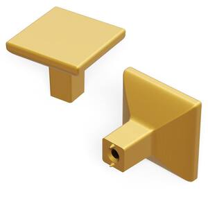 Skylight 1-1/4 in. Square Brushed Golden Brass Cabinet Knob (10-Pack)