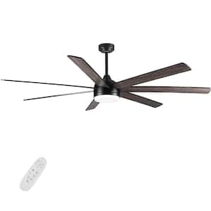 Mordern Farmhouse 72 in. Indoor Brown Intergrated LED Lighting Ceiling Fan with Remote Control and 7 Plywood Blade
