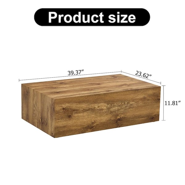 39.37 in. Natural Rectangle Wood Coffee Table with Wood Texture Pattern