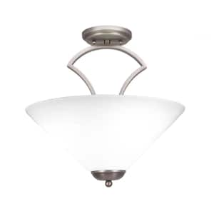 Cleveland 16 in. Graphite Semi-Flush with White Marble Glass Shade