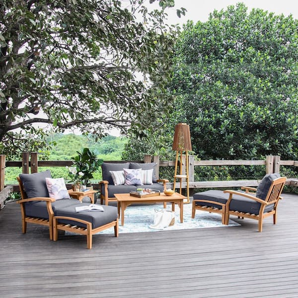 Cambridge Casual Cambridge Casual Caterina 7-Piece Teak Outdoor Conversation Set with Gray Cushion