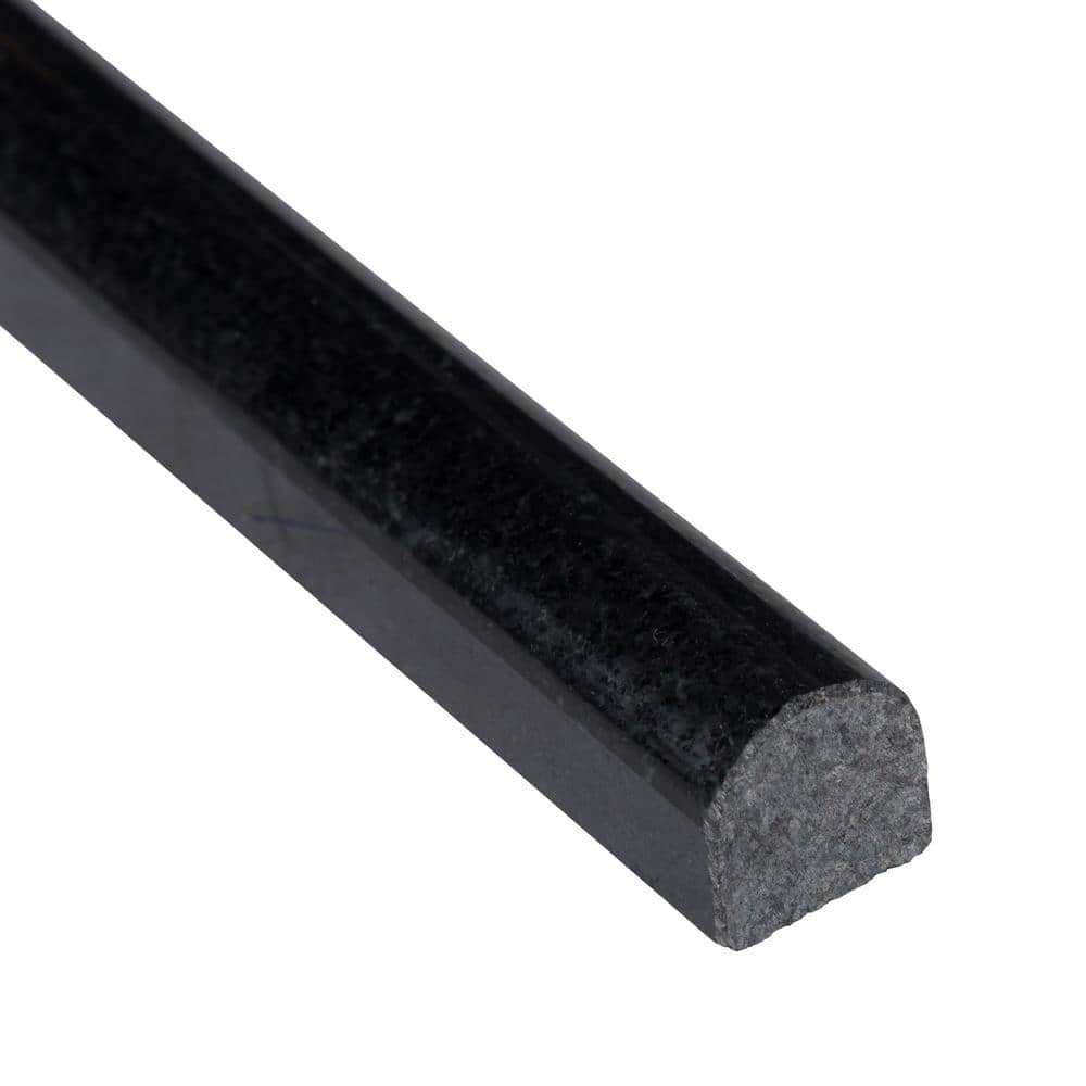 12" Black Polished Granite Bullnose Tile Trim