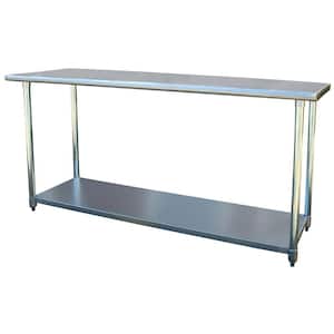 70 in. Stainless Steel Kitchen Utility Table with Bottom Shelf