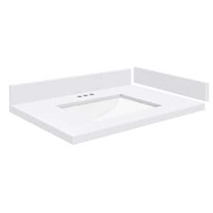 Silestone 25.5 in. W x 22.25 in. D Quartz White Rectangular Single Sink Vanity Top in Miami White