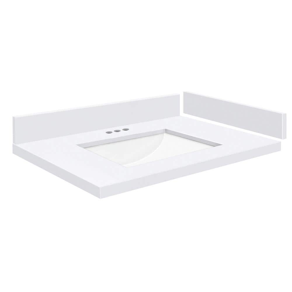 Silestone 30.5 in. W x 22.25 in. D Quartz White Rectangular Single Sink Vanity Top in Miami White price history on PriceWatchPro