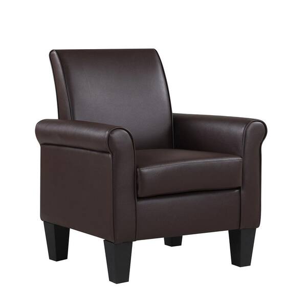 DAZONE Faux Leather 30 in. Wide Armchair Brown SF002 The Home Depot