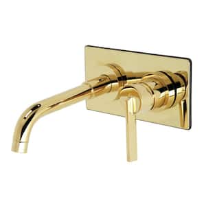 Continental Single-HandleWall-Mount Bathroom Faucets in Polished Brass