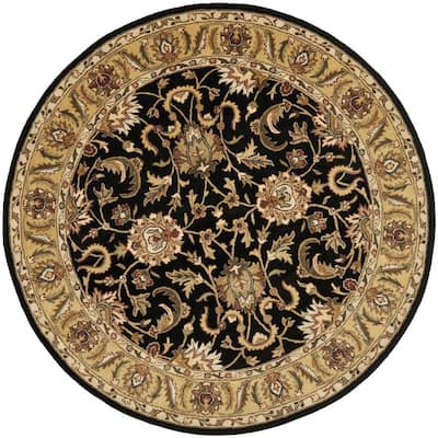 SAFAVIEH Classic Black/Gold 8 ft. x 11 ft. Border Floral Area Rug ...