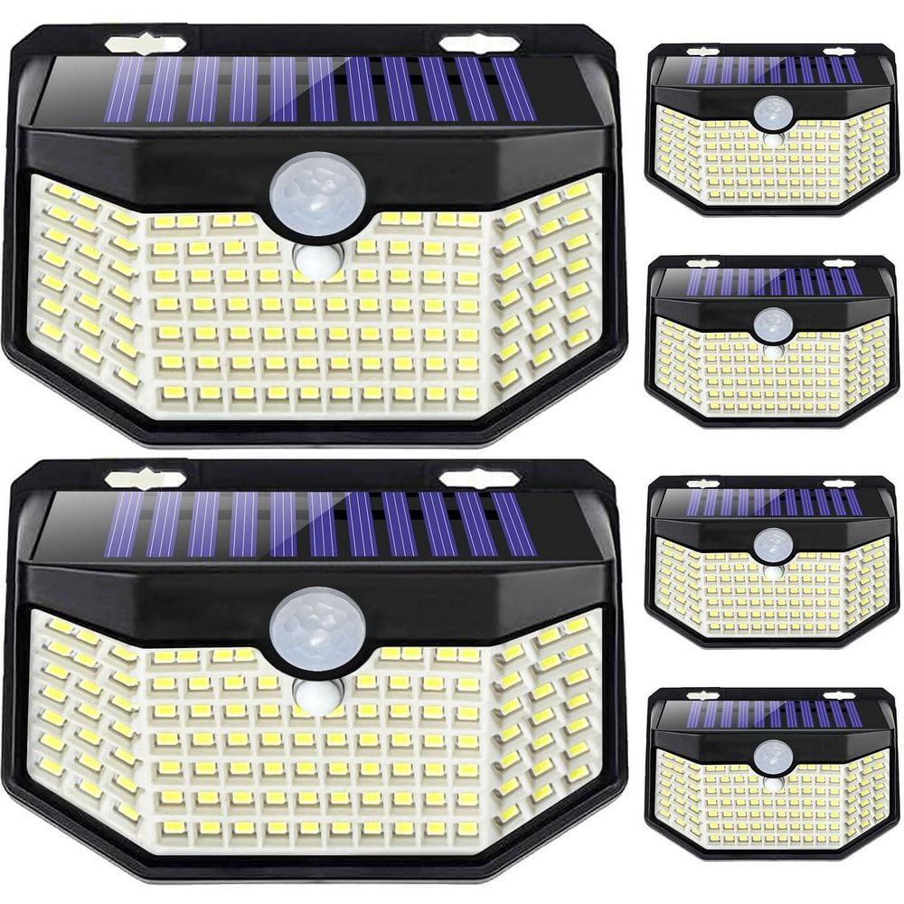 120-LED Black ABS Solar Outdoor Wall Lights, Daylight White, Motion Sensor, 3 Modes, 6-Pack price history on PriceWatchPro