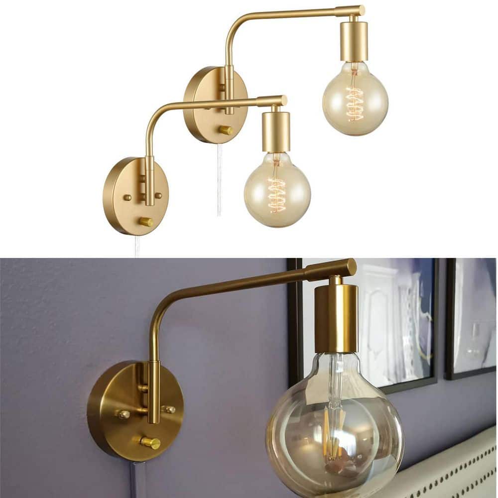 9.84 in. 2 light Gold Modern Wall Sconce with Glass Shade price history on PriceWatchPro