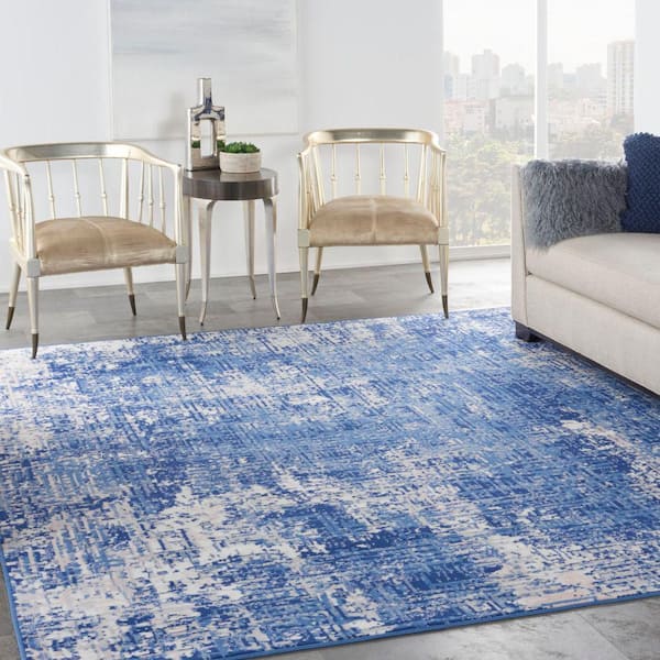 Whimsicle Blue Ivory 8 ft. x 10 ft. Abstract Area Rug