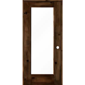 36 in. x 80 in. Rustic Knotty Alder Left-Hand Full-Lite Clear Glass Provincial Stain Wood Single Prehung Interior Door