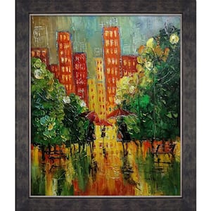 "Rain, in The City Reproduction with Suede Premier" by Justyna Kopania FramedOil Painting 24 in. x 28 in.