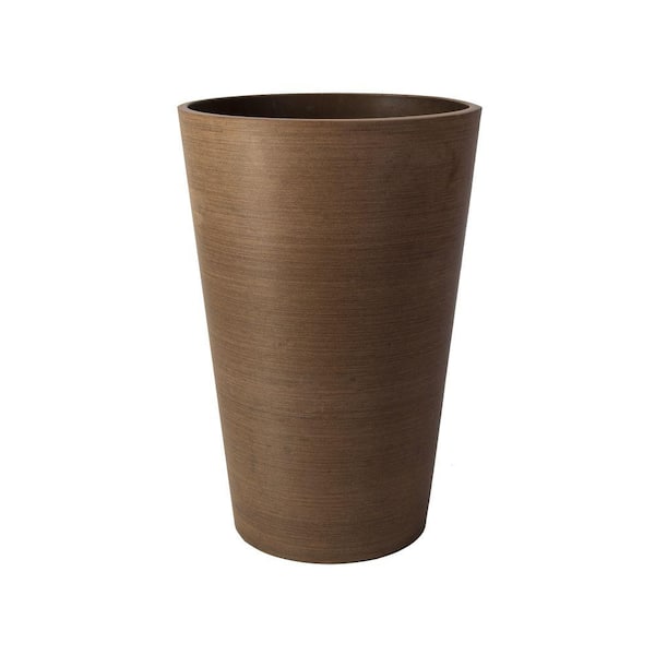 Valencia 16 in. Round Textured Taupe Polystone Planter