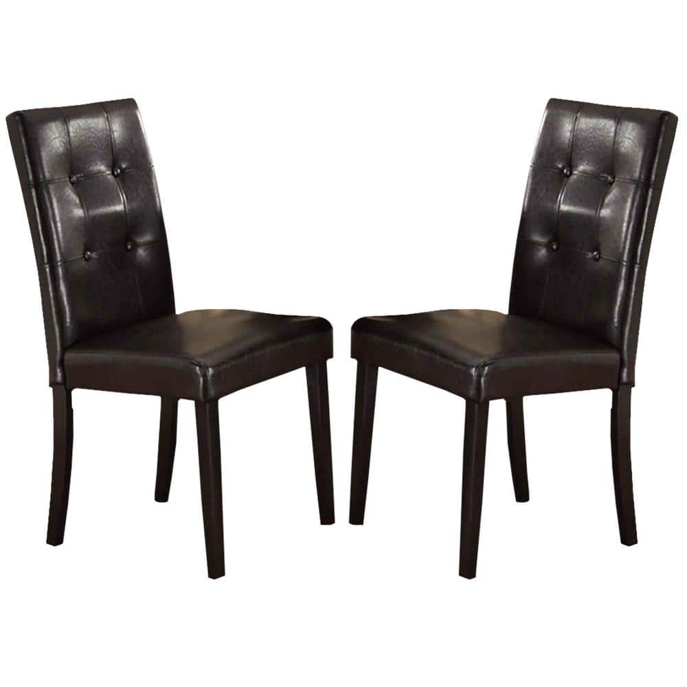 Benjara Dark Brown Faux Leather and Pine Wood Dining Side Chair (Set of 2) -  Benzara, BM171501