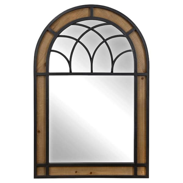 FirsTime & Co. 24 in. H x 36 in. W Arched Wood FirsTime & Co. Brown Hemmingway Arch Farmhouse Framed Wall Mirror