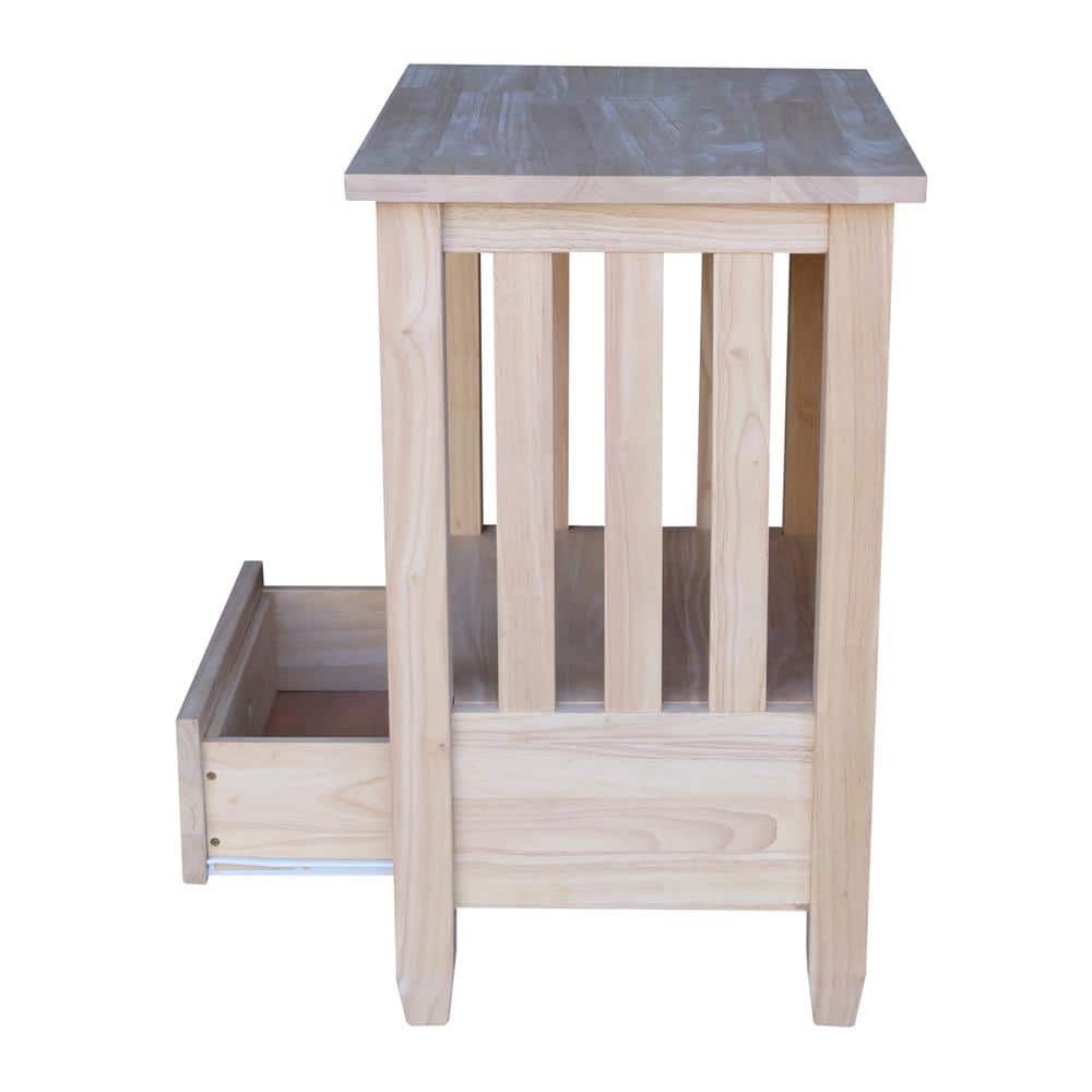 Solid Hardwood Mission-Style End Table with Drawer and Shelf