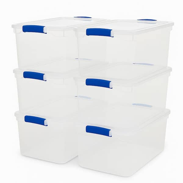 66 qt. Heavy Duty Modular Stackable Storage Containers in Clear (6-Pack)