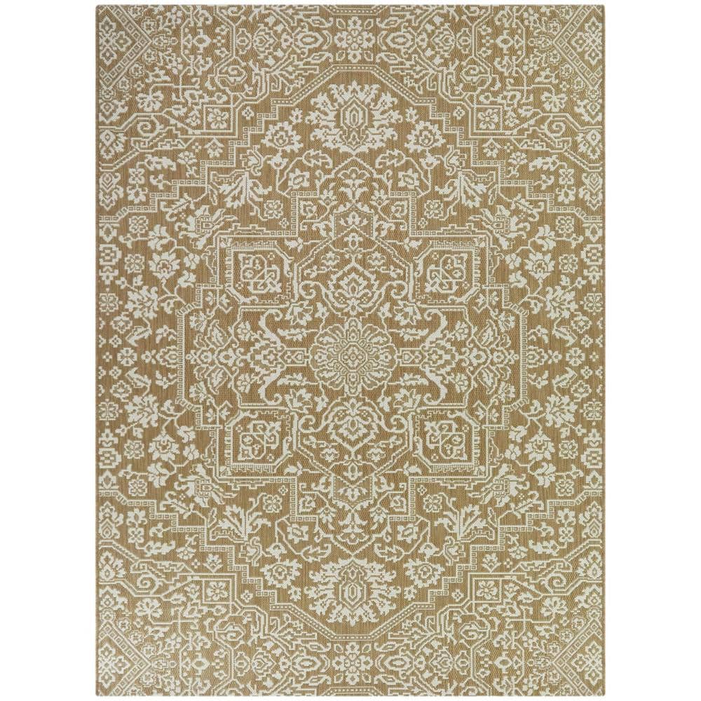 Hampton Bay Osprey Brown 8 ft. x 10 ft. Floral Medallion Indoor/Outdoor ...