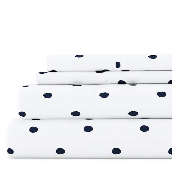 Becky Cameron Premium Ultra Soft 4-Piece Navy Dots Pattern Microfiber California King Sheet Set