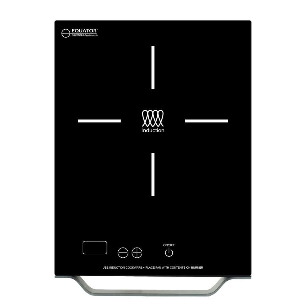 Equator 11 in. Portable Electric Single Element Ceramic Glass Top Surface Induction Cooktop in Black with Aluminum Handle