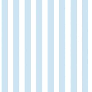 Tiny Tots 2 Sky Blue/White Matte Traditional Regency Stripe Design Non-Pasted Non-Woven Paper Wallpaper Roll