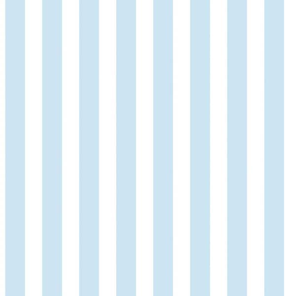 Unbranded Tiny Tots 2 Sky Blue/White Matte Traditional Regency Stripe Design Non-Pasted Non-Woven Paper Wallpaper Roll