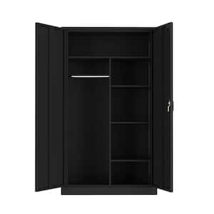 Combination storage cabinet 17.7"D x 35.4"W x 72"H Black Metal Locker Storage Home Office Garage