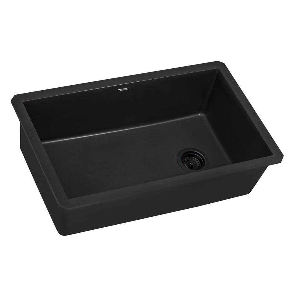 Midnight Black Granite Composite Single Bowl Kitchen Sink