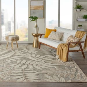 Aloha Natural 7 ft. x 10 ft. Floral Modern Indoor/Outdoor Patio Area Rug