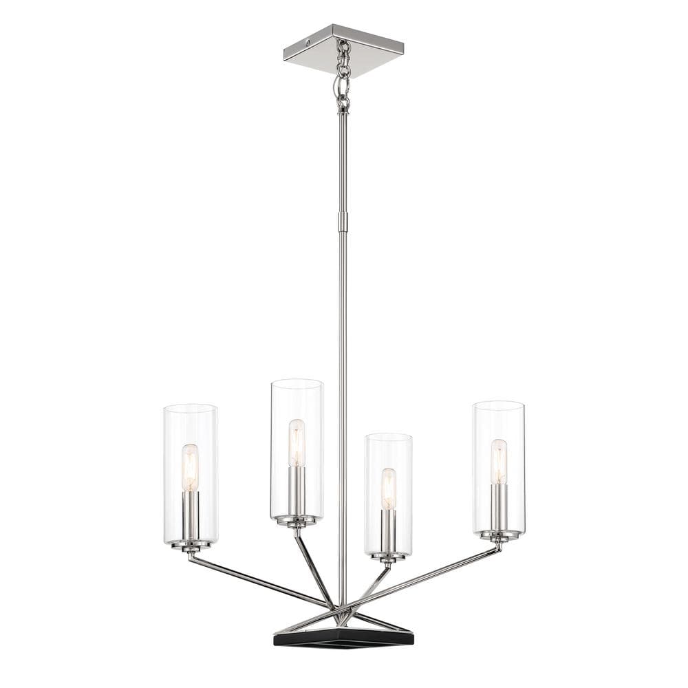Highland Crossing 4-Light Polished Nickel and Black Candlestick Chandelier with Clear Glass Shades price history on PriceWatchPro