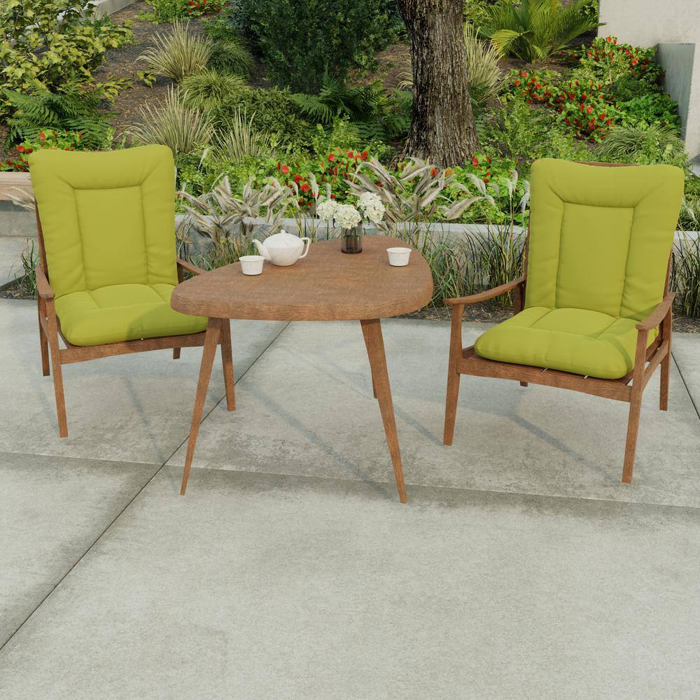 Kiwi Green Polyester Outdoor Chair Cushion with Ties
