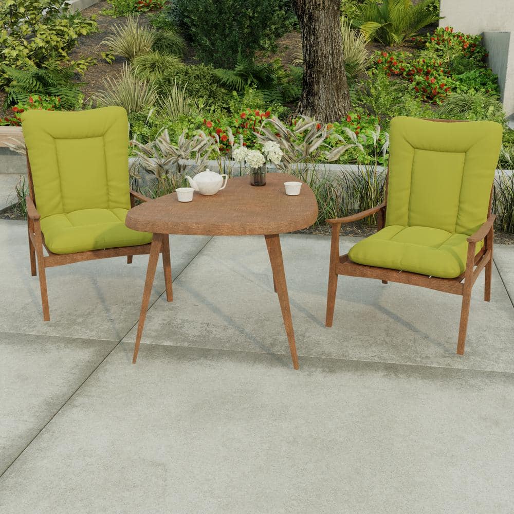 Kiwi Green Polyester Outdoor Chair Cushion with Ties