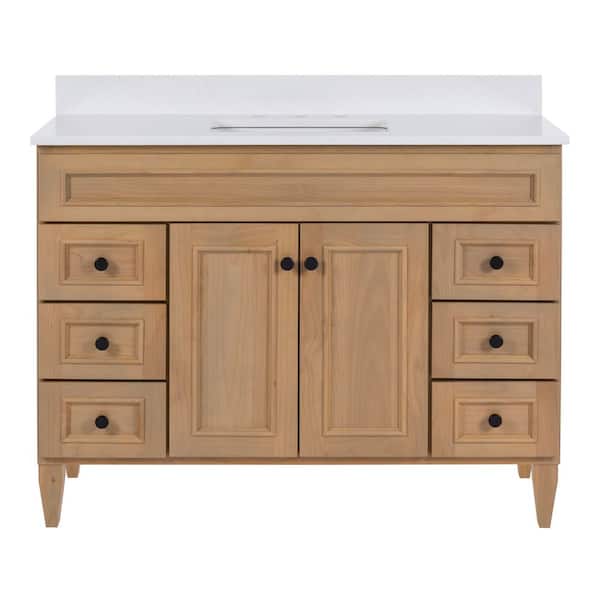 McKinlay 49 in. Single Sink Cashew Brown Freestanding Bath Vanity with White Ice Quartz Top Assembled