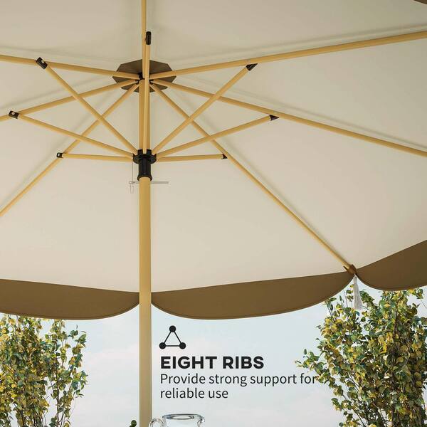 8ft steel ribs patio umbrellas Kozyard Butterfly 15' Outdoor Double-Sided Aluminum Umbrella Crank Base  Kozyard LLC coated metal ribs Patio Market Umbrella With 8
