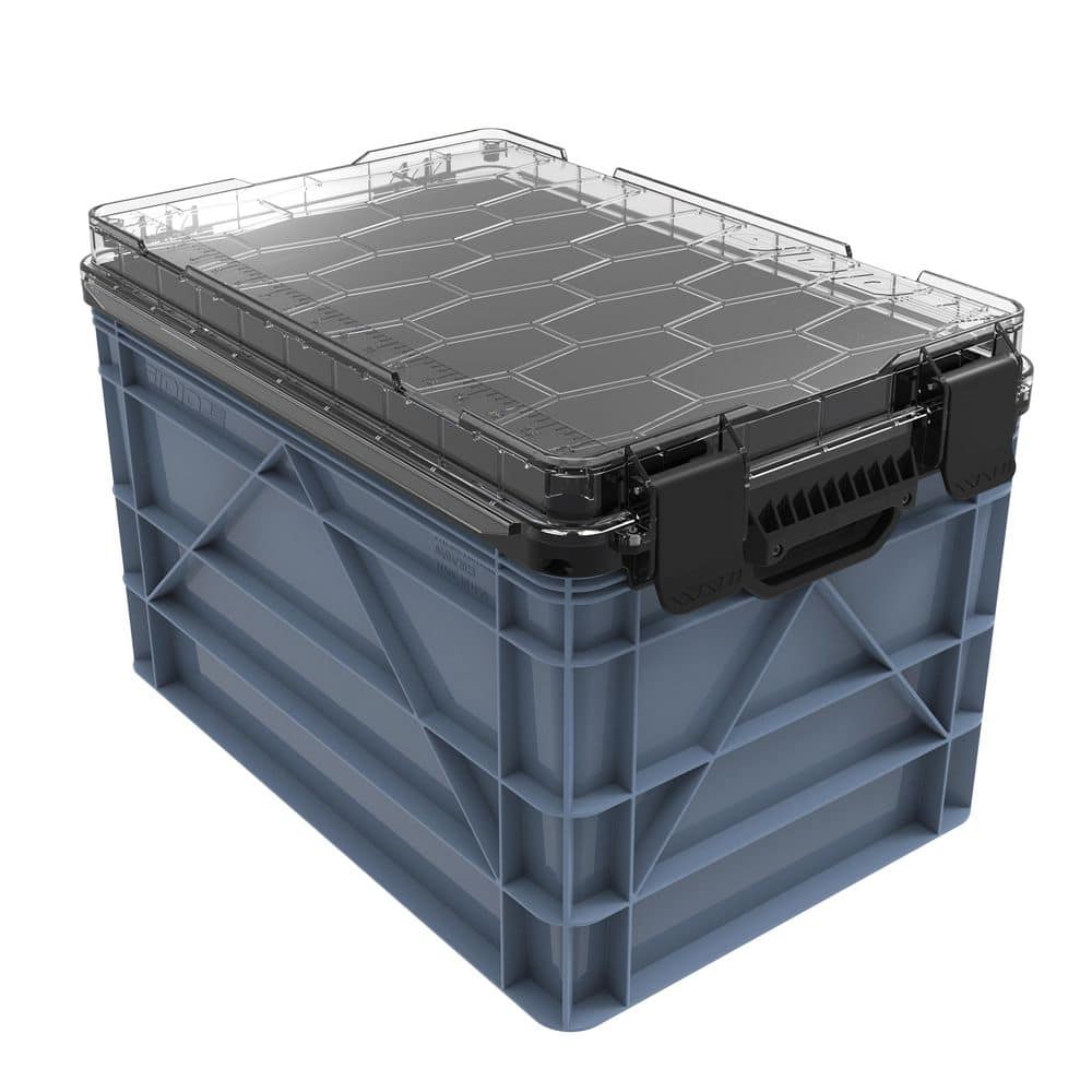 Weather Resistant Full Size Storage Bin High Stacking Heavy Duty Stackable Storage Bin with Lid and Dividers Navy Gray price history on PriceWatchPro