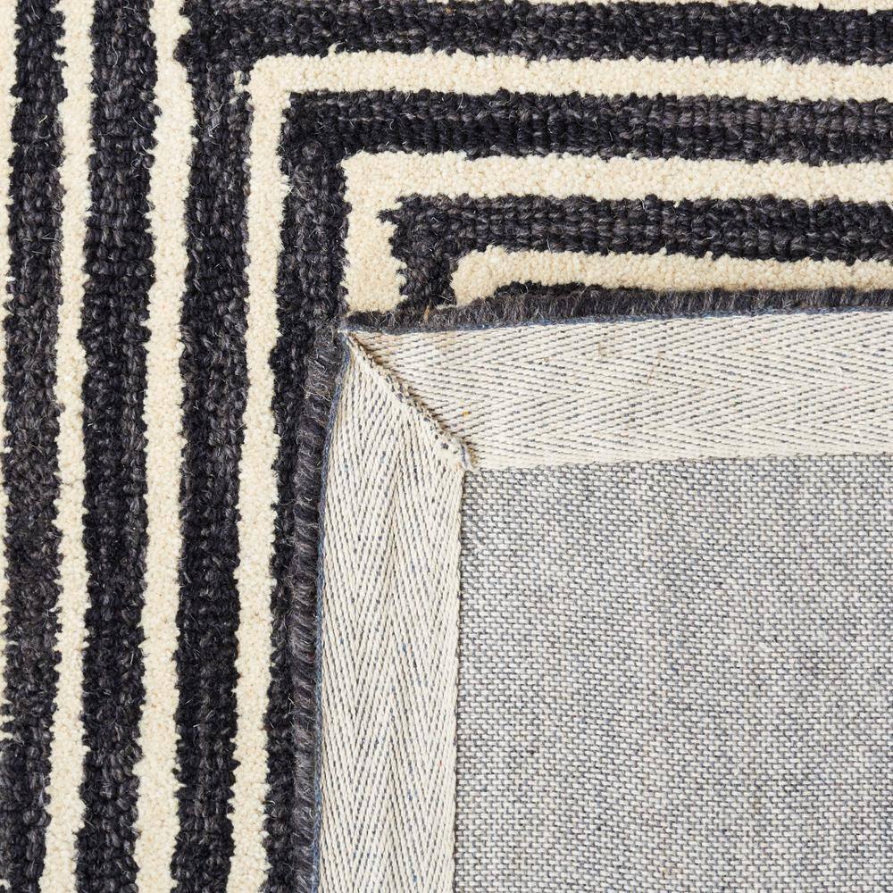 Elegant Black and Beige Hand-Tufted Wool Rug, 4' x 6'