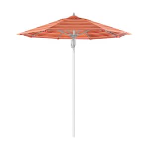 7.5 ft. Silver Aluminum Commercial Market Patio Umbrella Fiberglass Ribs and Pulley Lift in Dolce Mango Sunbrella