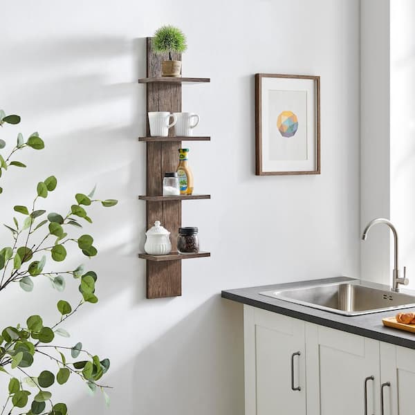 Utility Wall Shelf with Hooks - Aged Wood - Danya B.