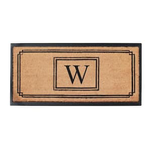 A1HC Black/Beige 24 in. x 47.5 in. Rubber and Coir Heavy Duty, Extra Large Monogrammed W Door Mat