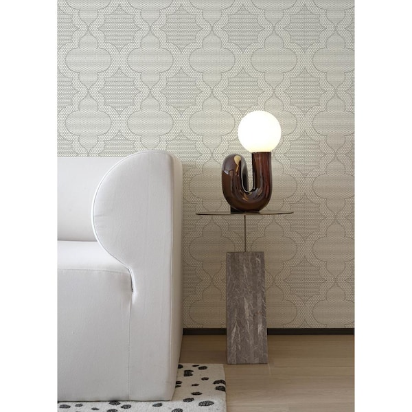 Ernest Charcoal Quilted Quatrefoil Wallpaper