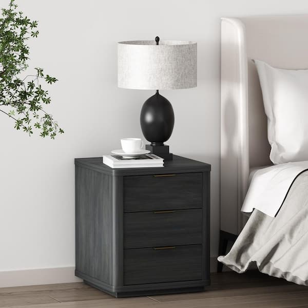 Evelyn Modern Charcoal Grey 3-Drawer 20 in. W Nightstand