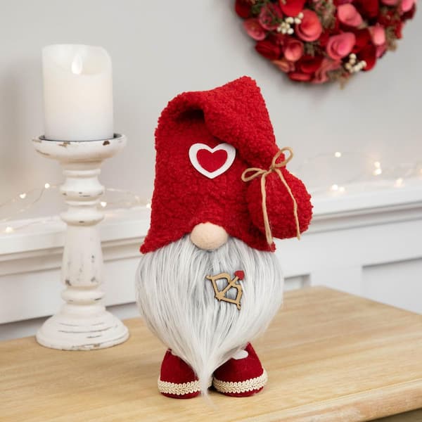 Northlight Valentine's Day Gnome Figurine with Bow and Arrow - 19.5 in., Red