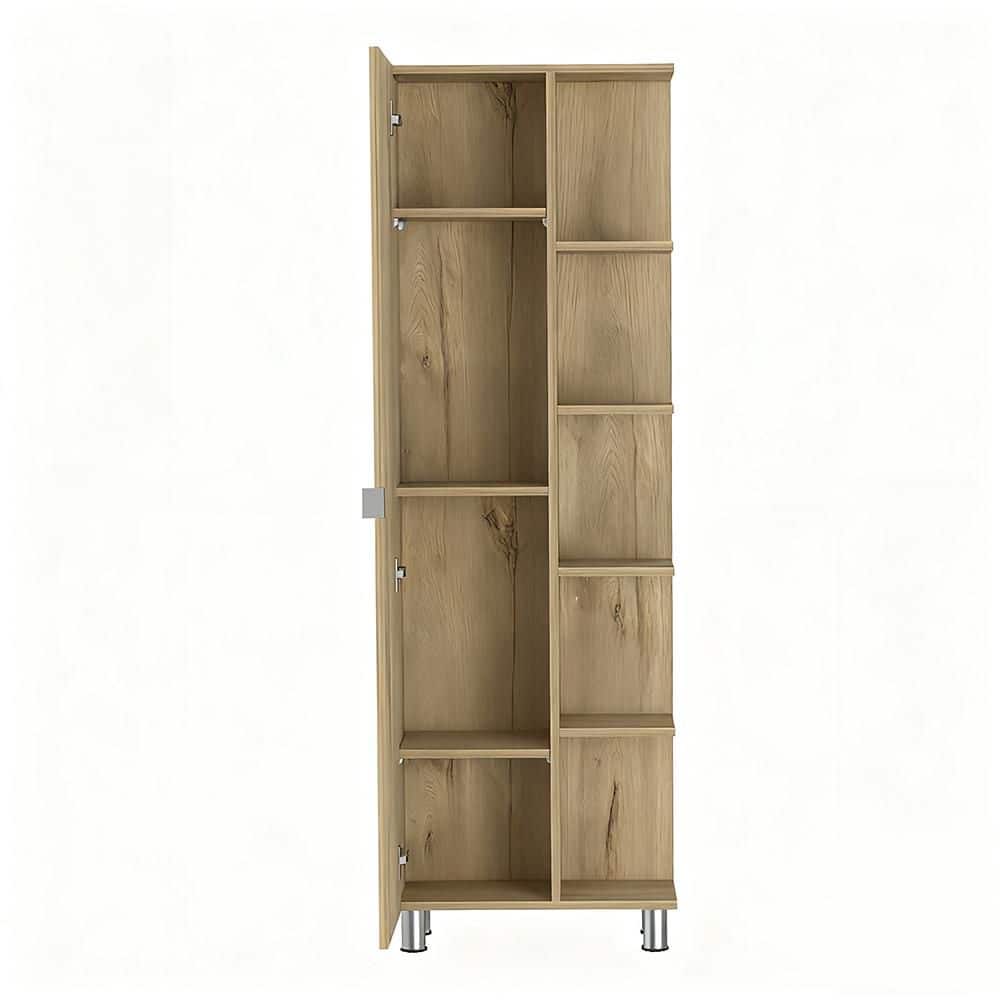 8.50 in. W x 20.20 in. D x 62.20 in. H Brown Particle Board Freestanding Linen Cabinet with 9-Shelves in Light Oak price history on PriceWatchPro