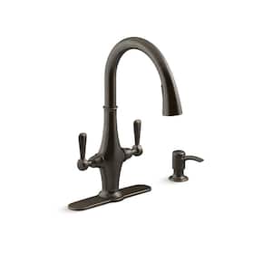 Pannier Two-Handle Pull Down Sprayer Kitchen Faucet in Oil-Rubbed Bronze