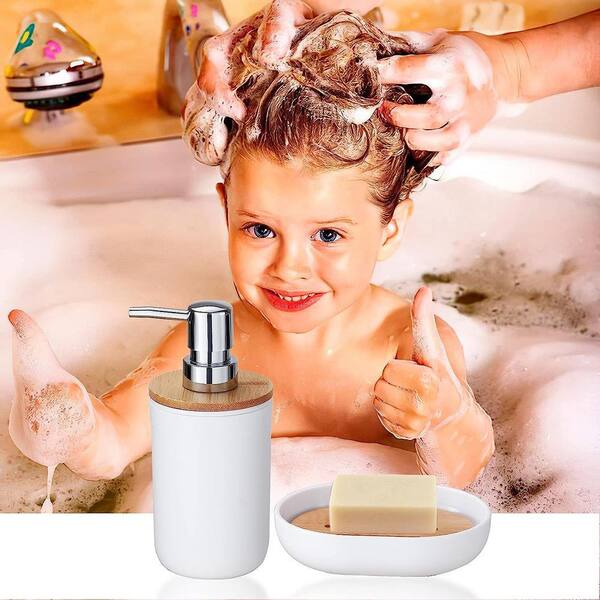 Dyiom Bathroom Accessories Set (8--Pieces White Bamboo Cover