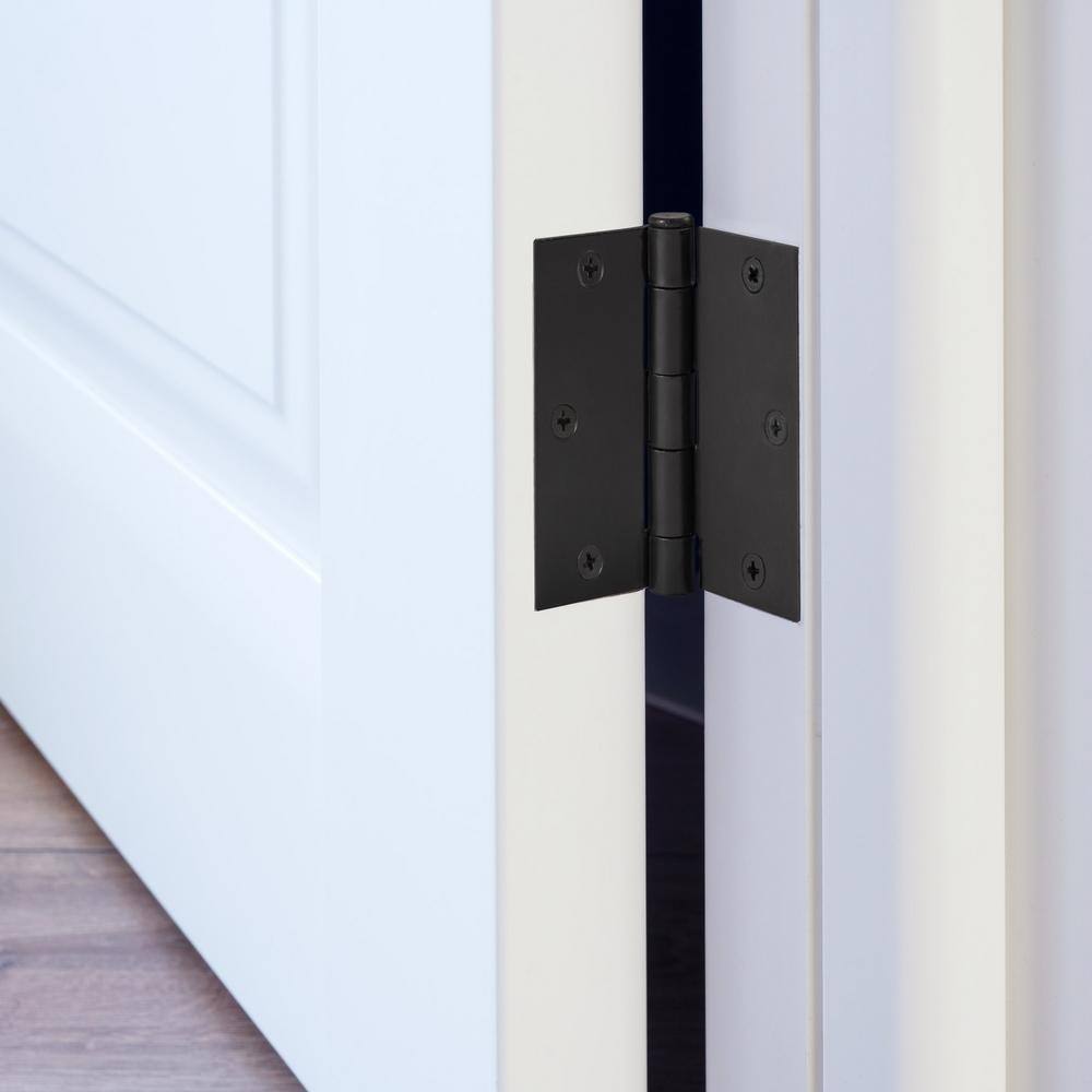 Matte Black Steel Square Corner Door Hinges 3-Pack